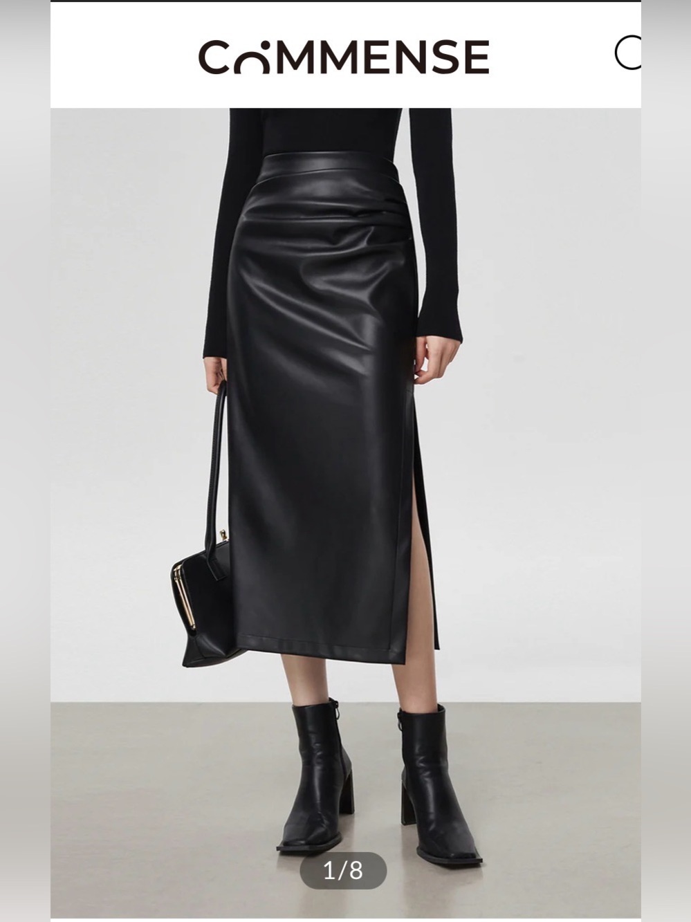 NWT Commence Faux Leather Slit Midi Skirt - Black Size Medium